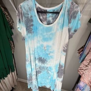 Tie-Dye Short Sleeve Women's Tshirt Dress